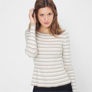 NWT White House Black Market Striped Peplum Sweater M